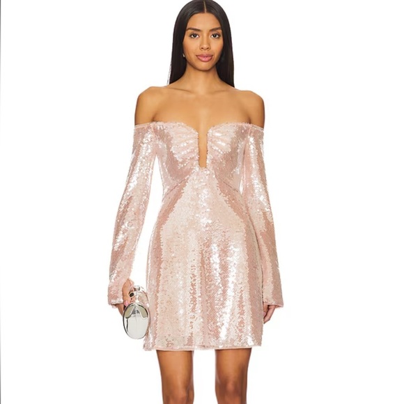Self Portrait Sequin Off Shoulder Mini Dress NWT - Picture 2 of 8